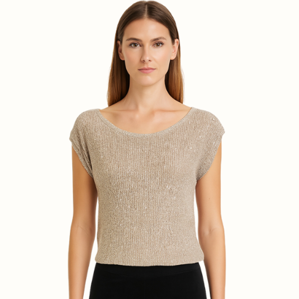 White House Black Market Metallic Sequin Cap Sleeve Sweater – EUC Size XS